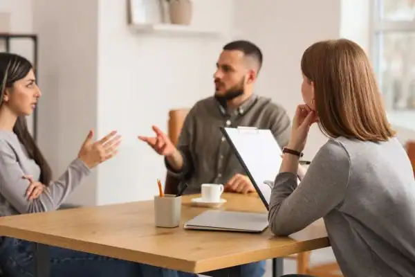 Image of couple access free mediation using family mediation voucher scheme Hook