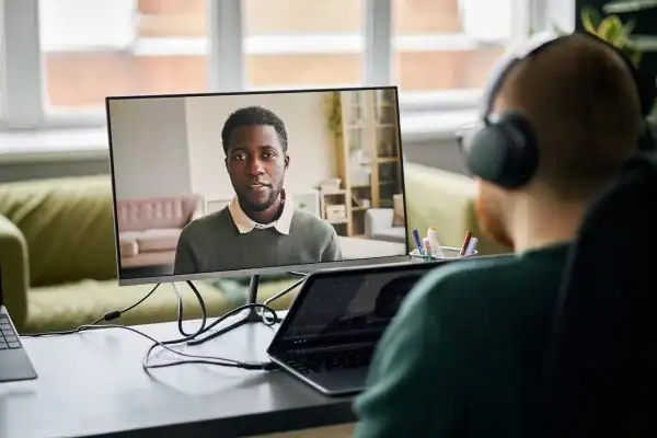 Man attending online mediation Hook MIAMS session